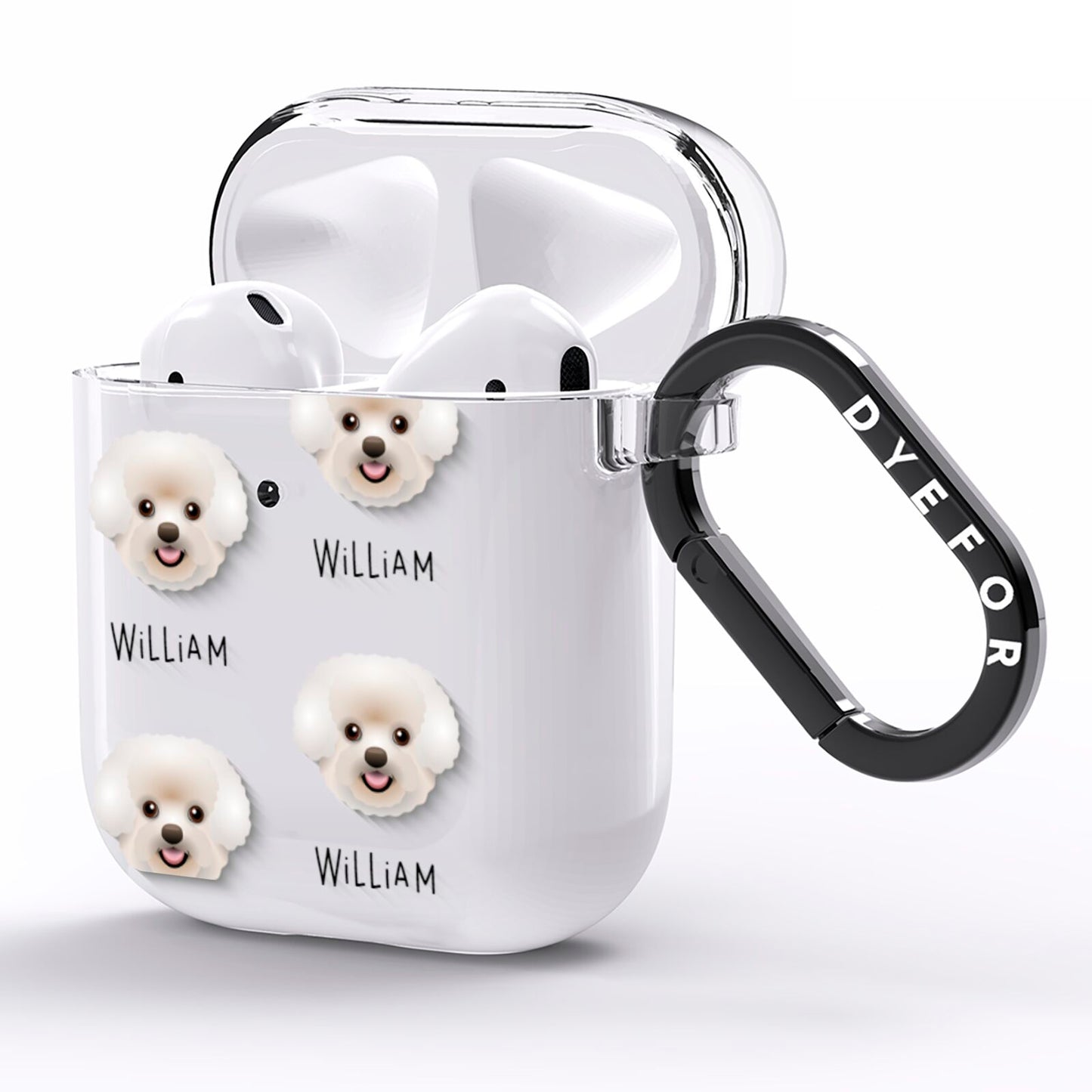 Bichon Frise Icon with Name AirPods Clear Case Side Image