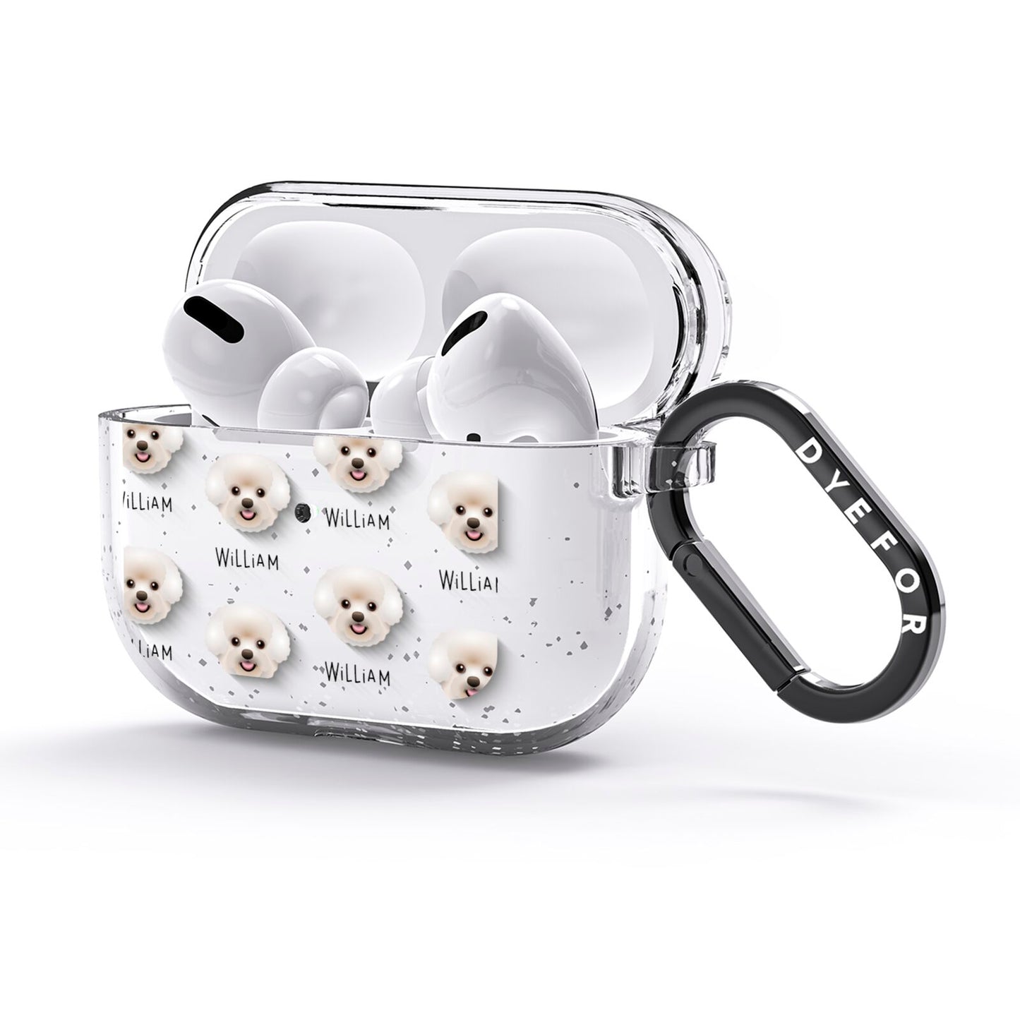 Bichon Frise Icon with Name AirPods Glitter Case 3rd Gen Side Image