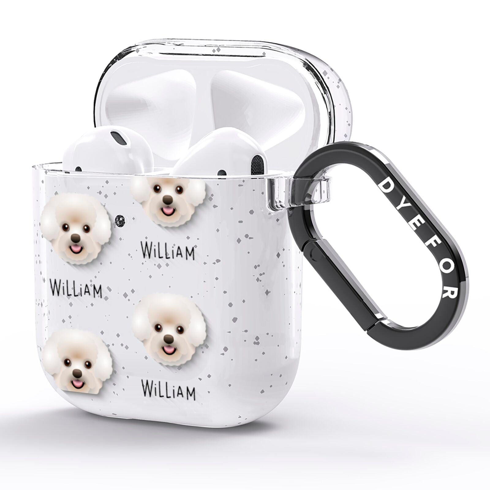 Bichon Frise Icon with Name AirPods Glitter Case Side Image
