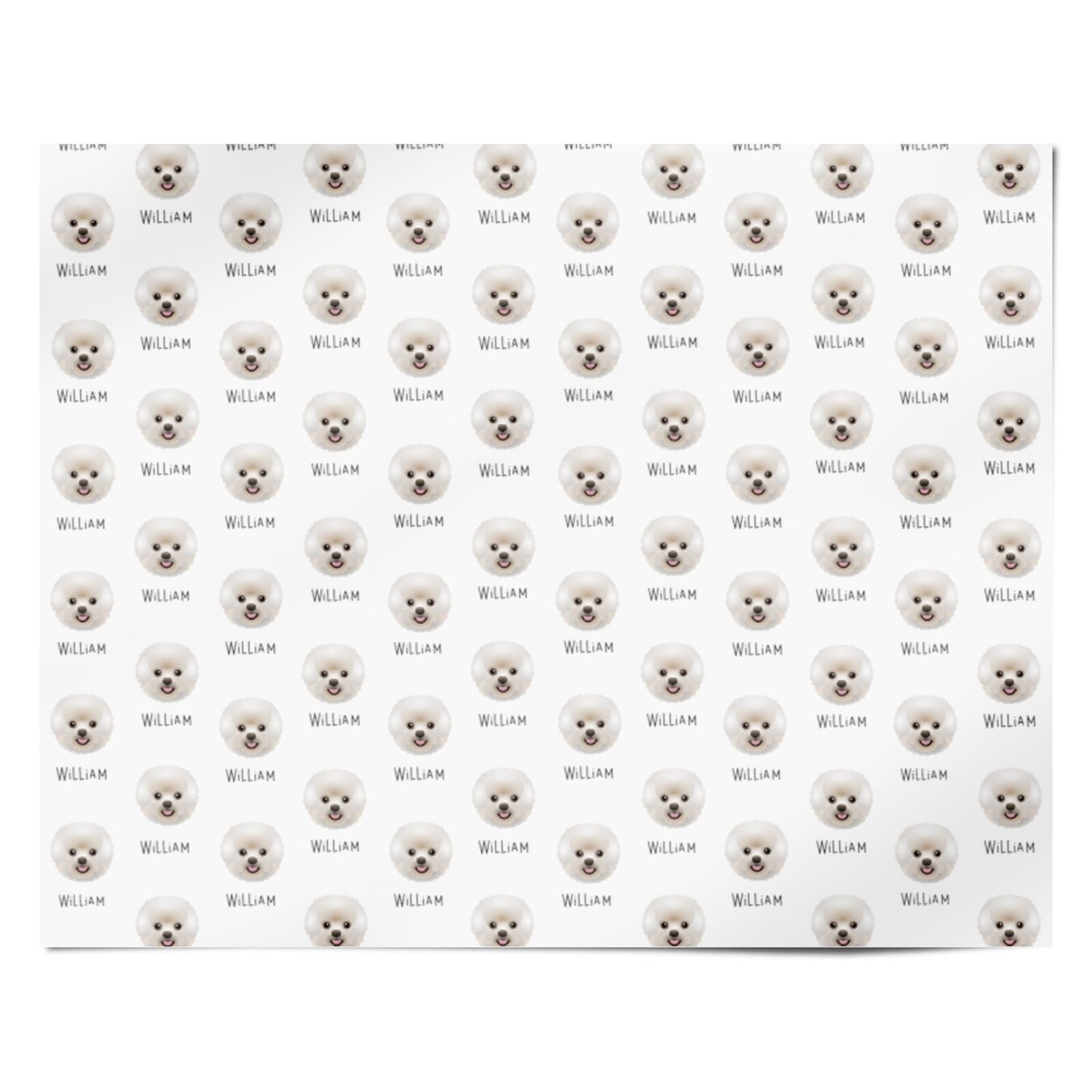 Bichon Frise Icon with Name Personalised Wrapping Paper Alternative