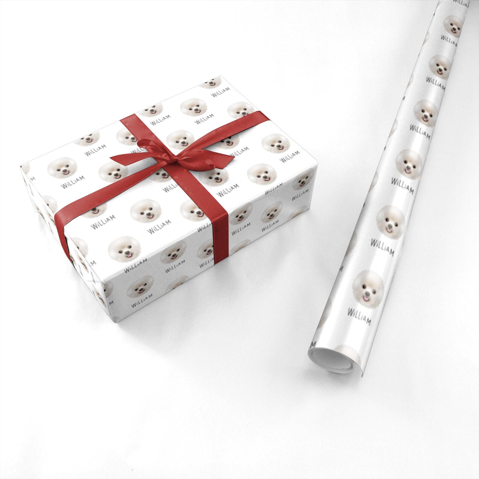 Bichon Frise Icon with Name Personalised Wrapping Paper
