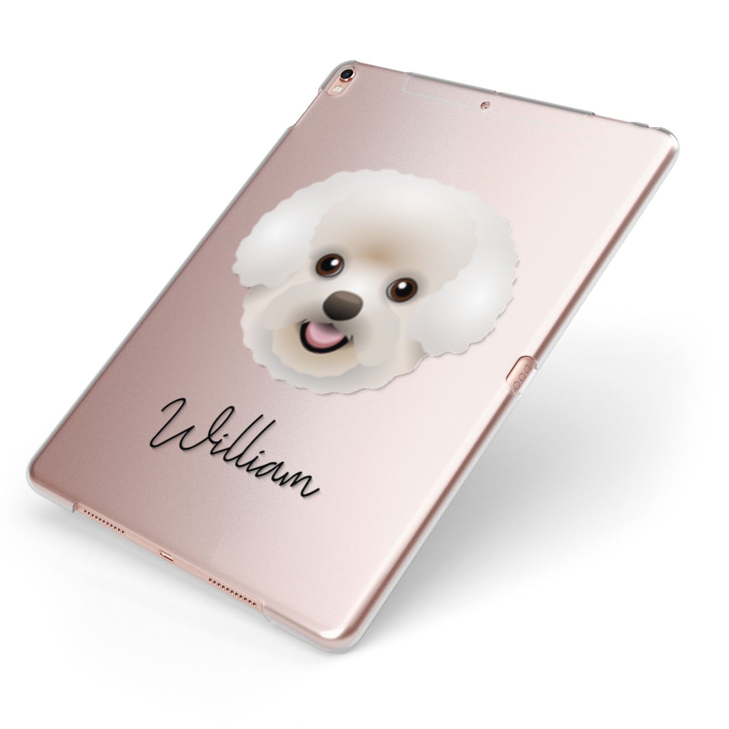 Bichon Frise Personalised Apple iPad Case on Rose Gold iPad Side View