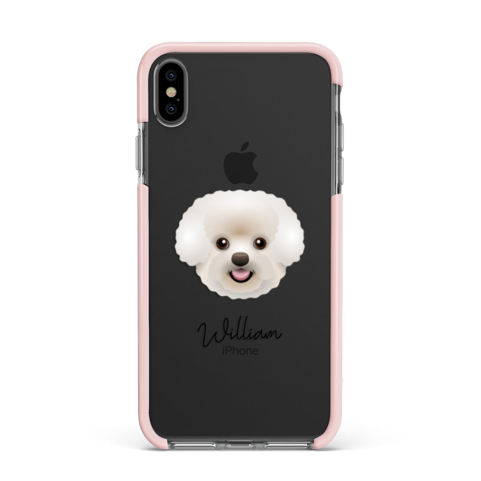 Bichon Frise Personalised Apple iPhone Xs Max Impact Case Pink Edge on Black Phone