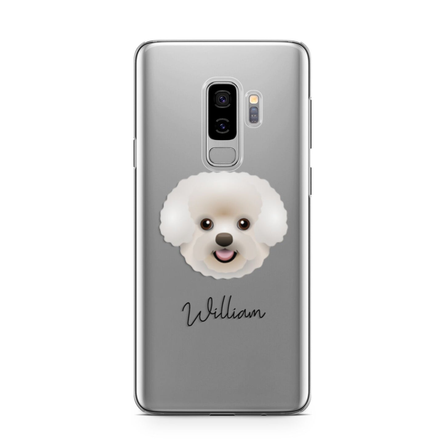 Bichon Frise Personalised Samsung Galaxy S9 Plus Case on Silver phone