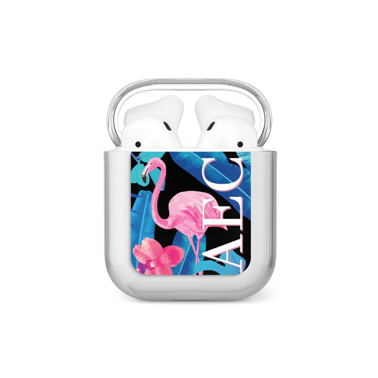 Black Blue Tropical Flamingo AirPods Case