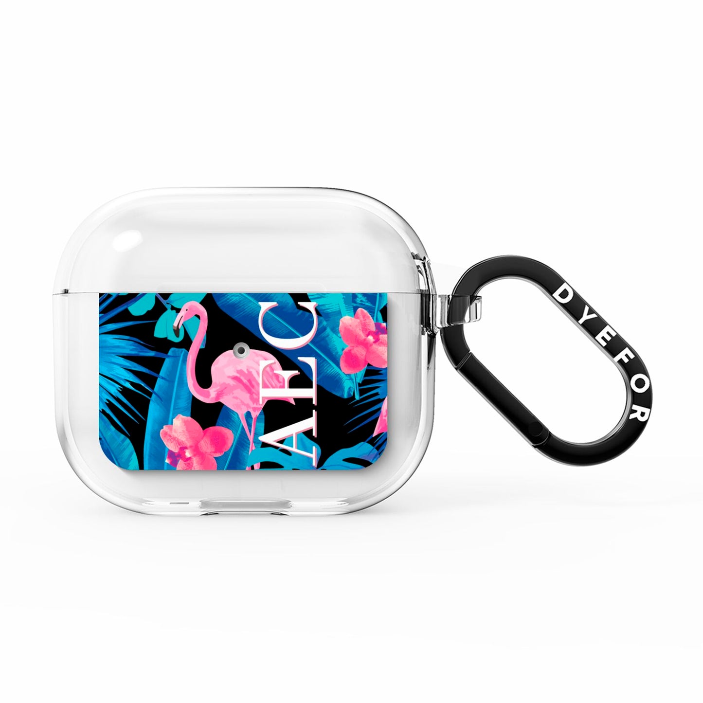Black Blue Tropical Flamingo AirPods Clear Case 3rd Gen