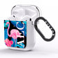 Black Blue Tropical Flamingo AirPods Clear Case Side Image