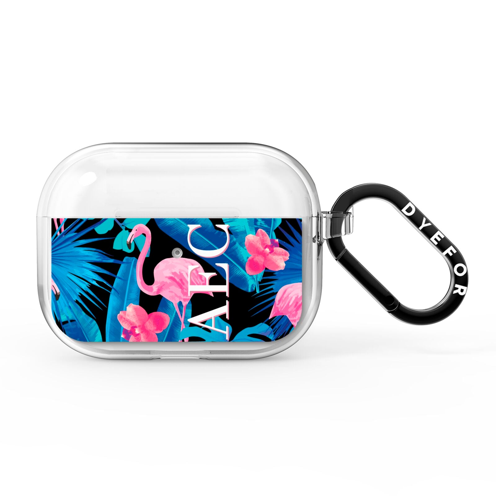 Black Blue Tropical Flamingo AirPods Pro Clear Case