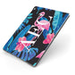 Black Blue Tropical Flamingo Apple iPad Case on Grey iPad Side View