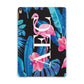 Black Blue Tropical Flamingo Apple iPad Gold Case