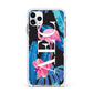 Black Blue Tropical Flamingo Apple iPhone 11 Pro Max in Silver with White Impact Case