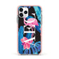 Black Blue Tropical Flamingo Apple iPhone 11 Pro in Silver with Pink Impact Case