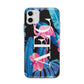 Black Blue Tropical Flamingo Apple iPhone 11 in White with Bumper Case