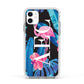 Black Blue Tropical Flamingo Apple iPhone 11 in White with White Impact Case