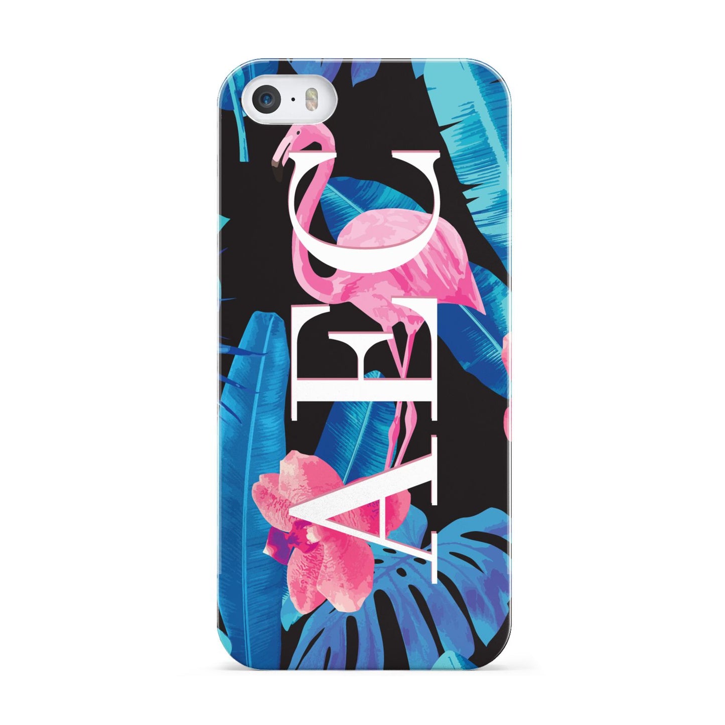 Black Blue Tropical Flamingo Apple iPhone 5 Case