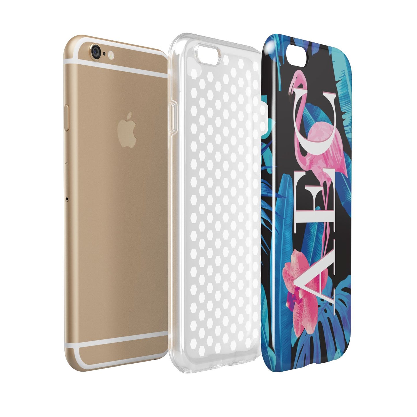 Black Blue Tropical Flamingo Apple iPhone 6 3D Tough Case Expanded view