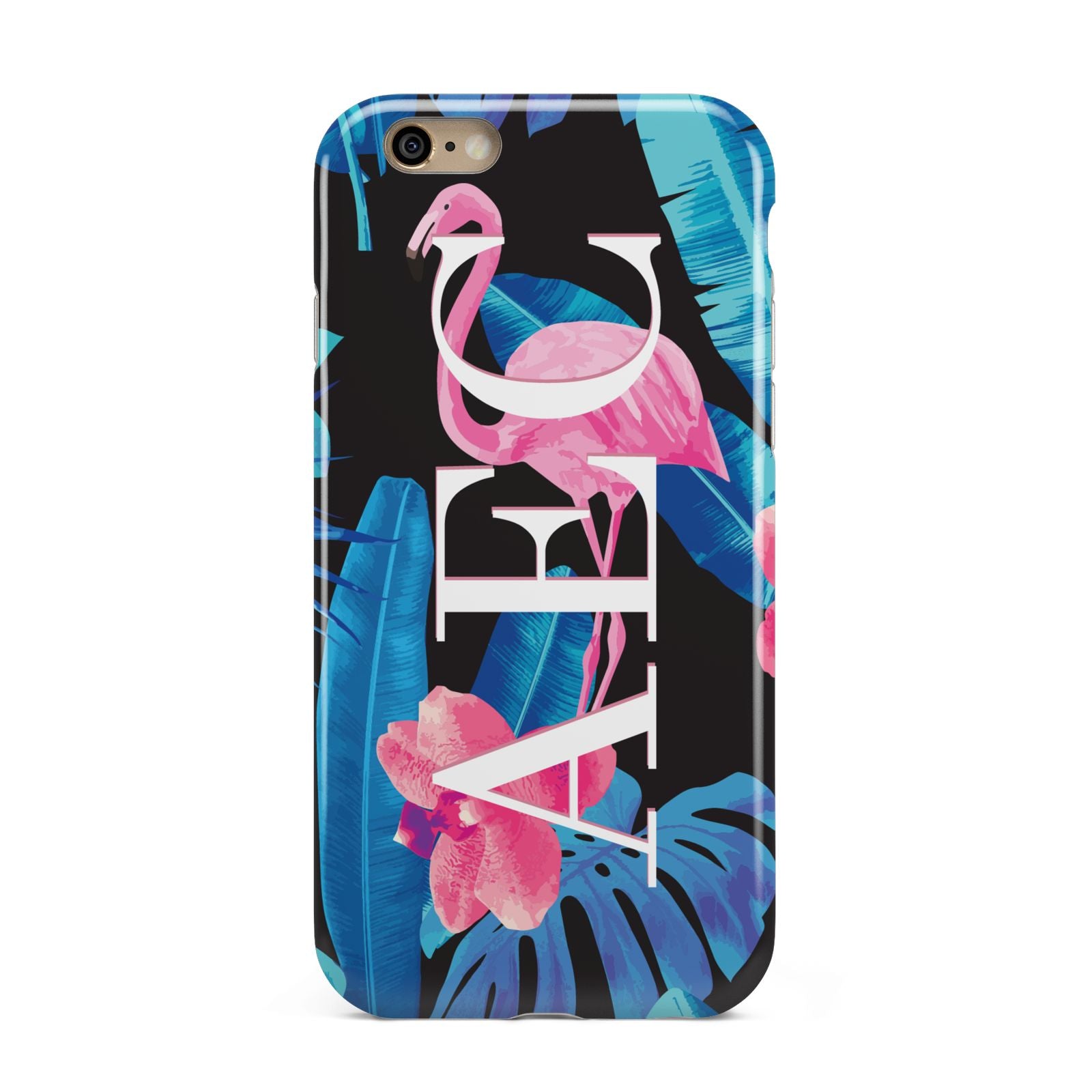 Black Blue Tropical Flamingo Apple iPhone 6 3D Tough Case