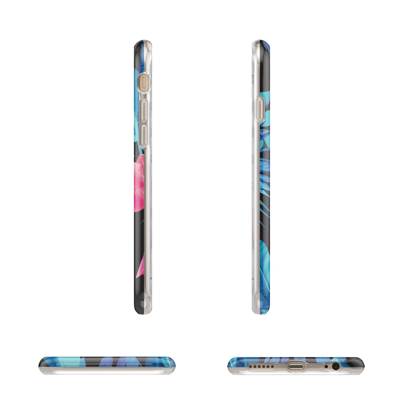 Black Blue Tropical Flamingo Apple iPhone 6 3D Wrap Tough Case Alternative Image Angles