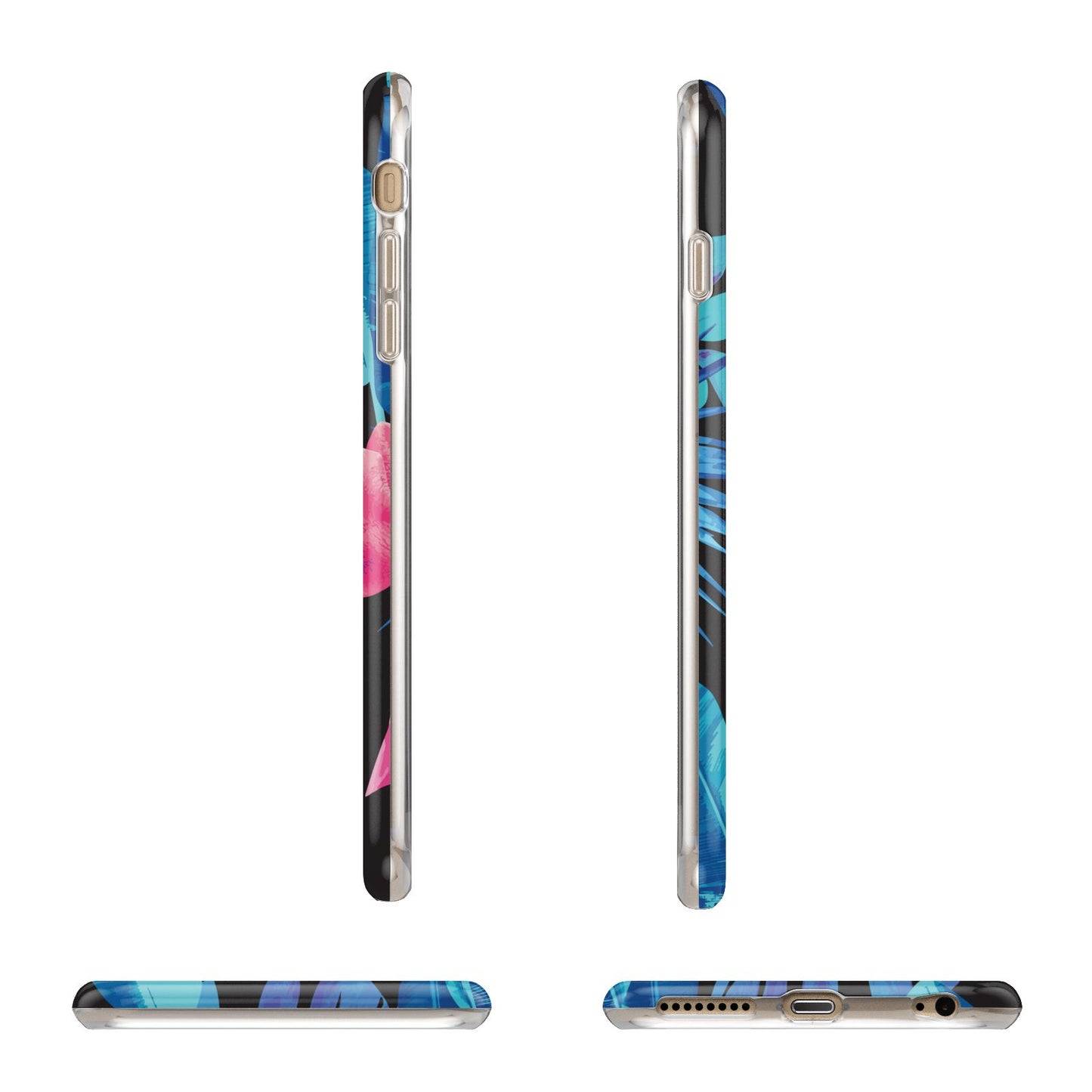 Black Blue Tropical Flamingo Apple iPhone 6 Plus 3D Wrap Tough Case Alternative Image Angles