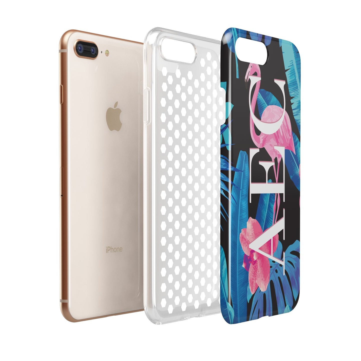 Black Blue Tropical Flamingo Apple iPhone 7 8 Plus 3D Tough Case Expanded View