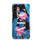 Black Blue Tropical Flamingo Apple iPhone XS 3D Snap Case