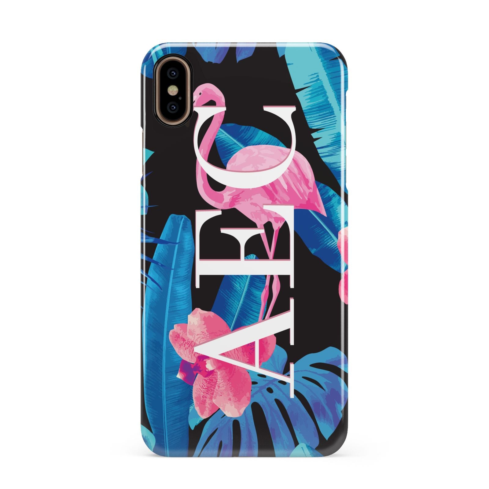 Black Blue Tropical Flamingo Apple iPhone Xs Max 3D Snap Case