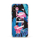 Black Blue Tropical Flamingo Apple iPhone Xs Max Impact Case Pink Edge on Gold Phone