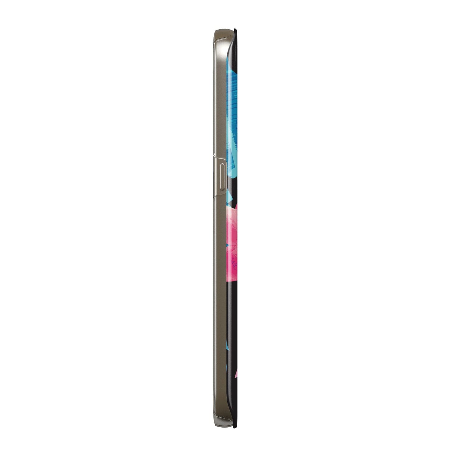 Black Blue Tropical Flamingo Protective Samsung Galaxy Case Side Angle