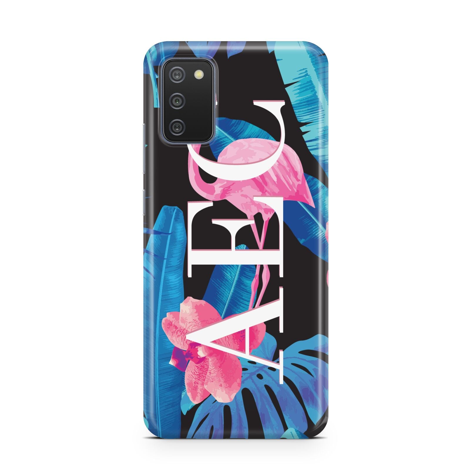 Black Blue Tropical Flamingo Samsung A02s Case