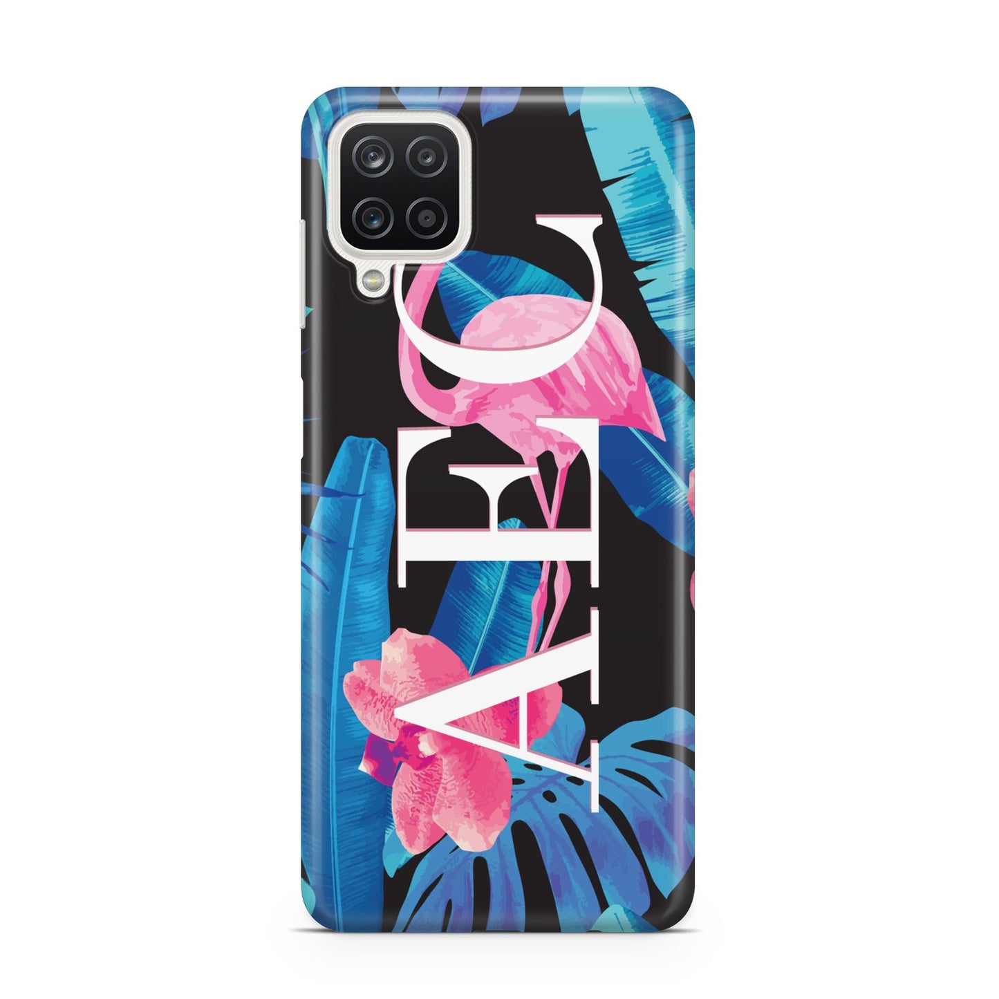 Black Blue Tropical Flamingo Samsung A12 Case