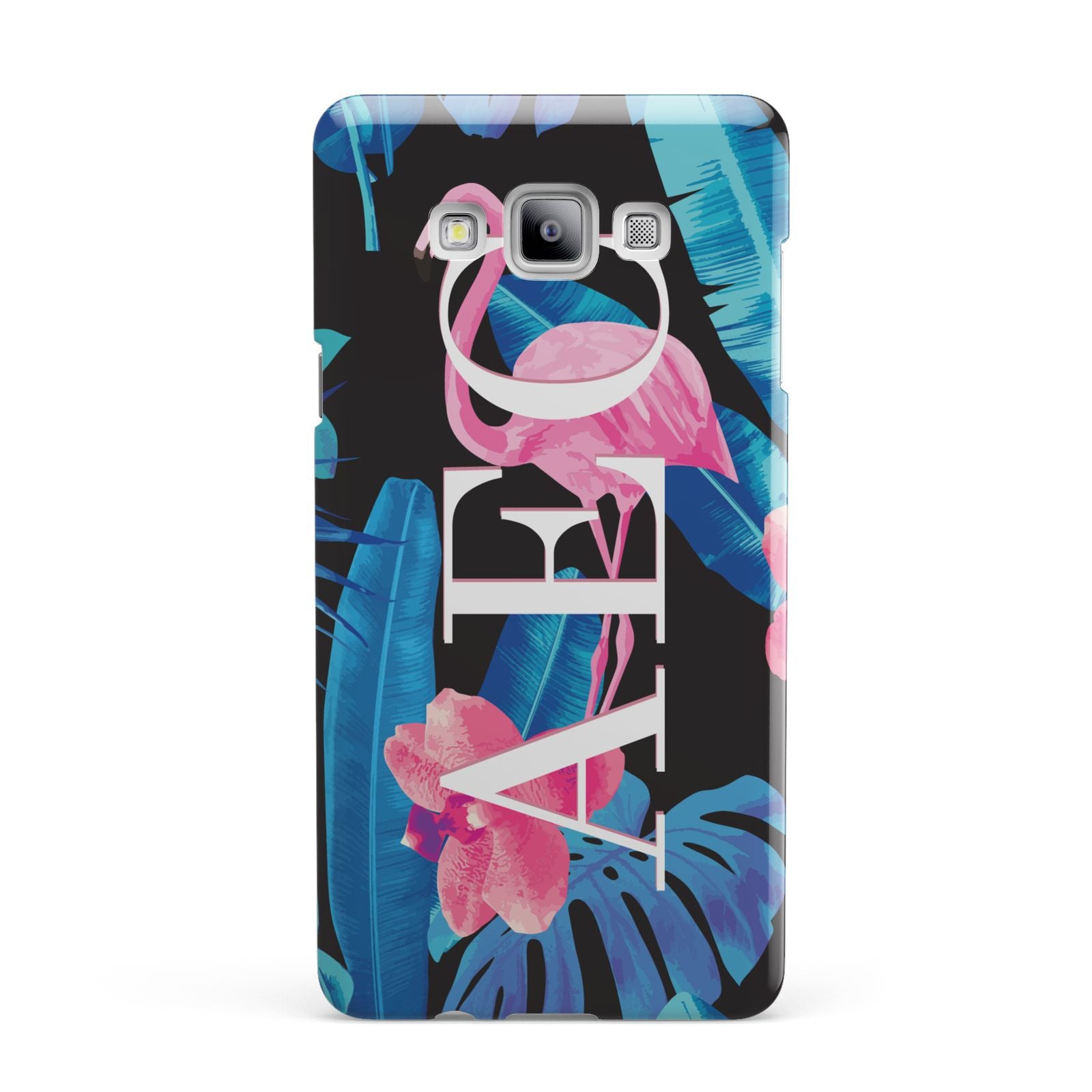 Black Blue Tropical Flamingo Samsung Galaxy A7 2015 Case