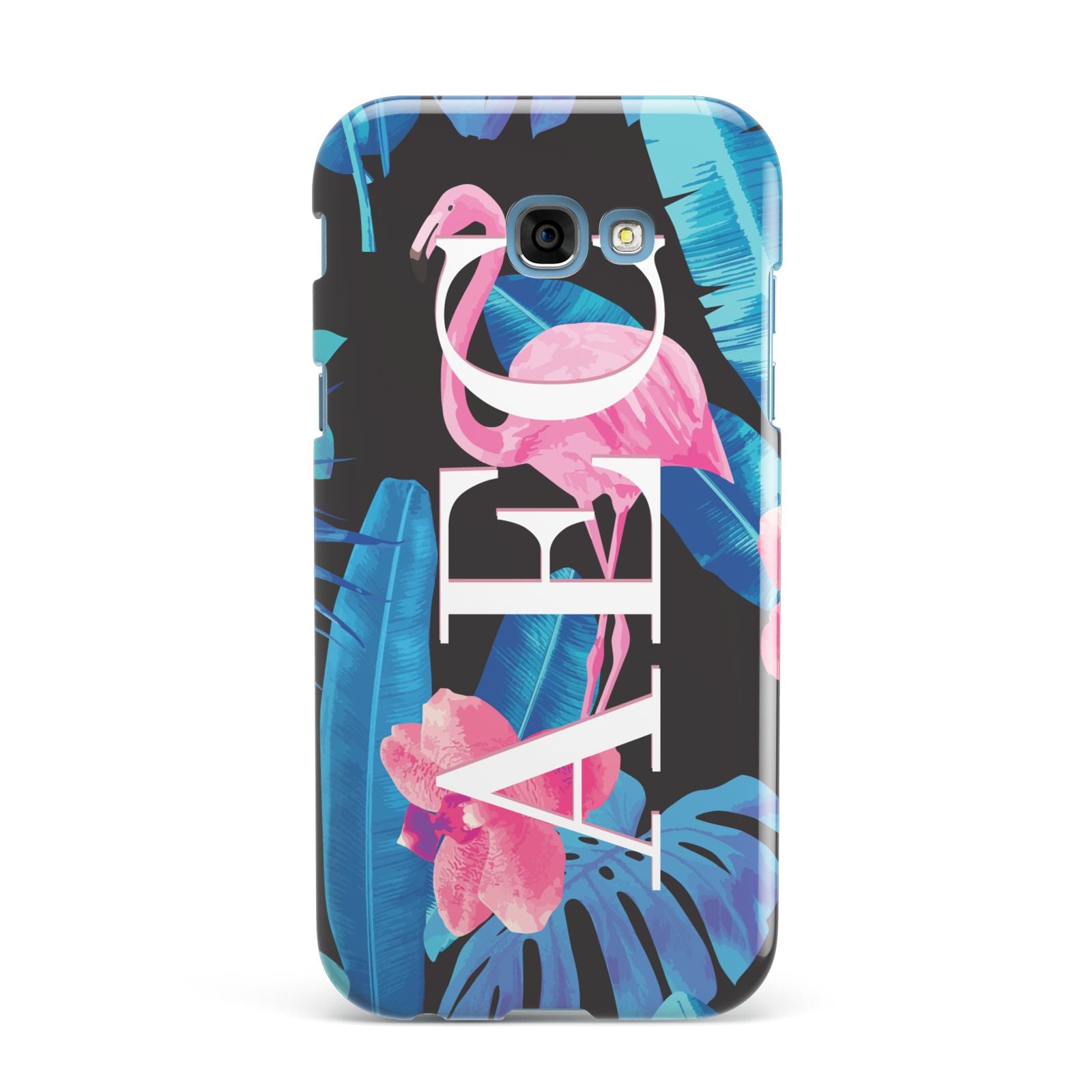 Black Blue Tropical Flamingo Samsung Galaxy A7 2017 Case