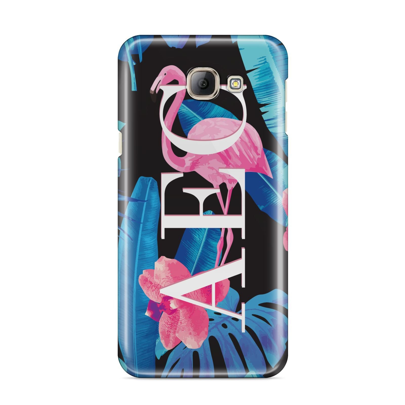 Black Blue Tropical Flamingo Samsung Galaxy A8 2016 Case