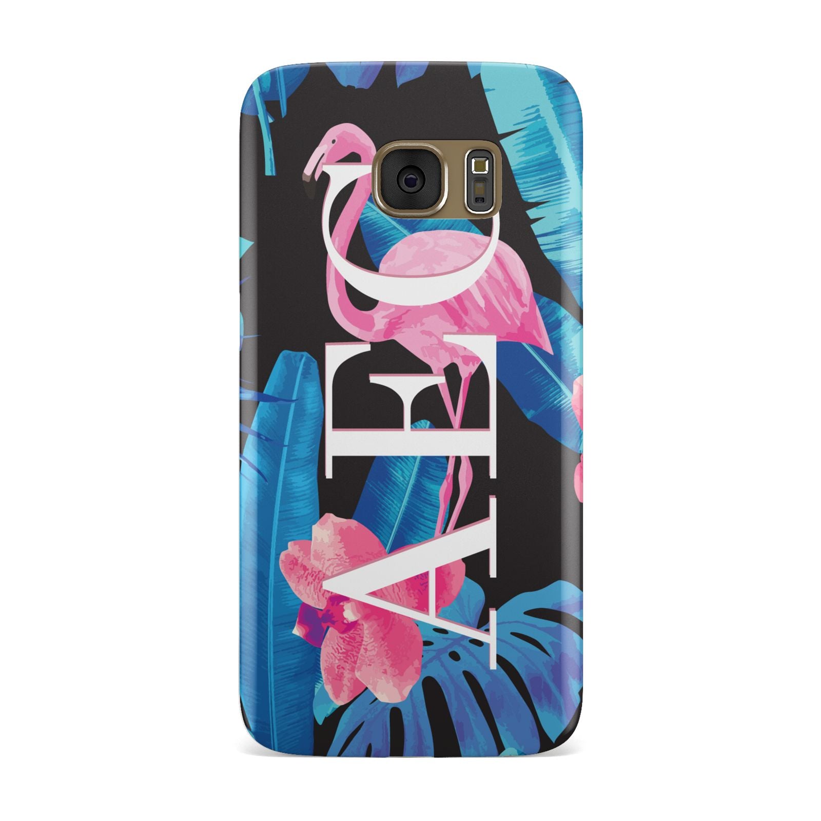 Black Blue Tropical Flamingo Samsung Galaxy Case