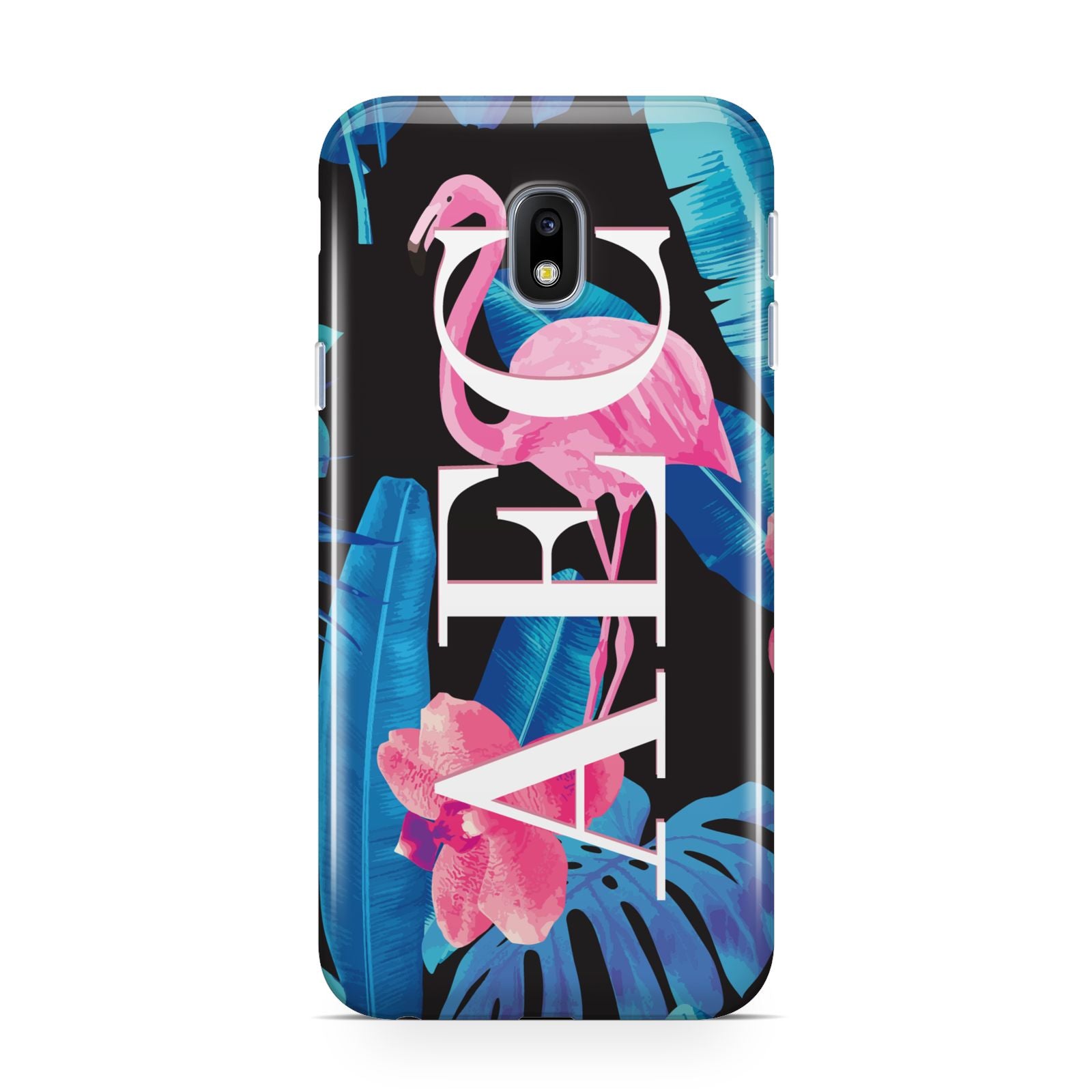 Black Blue Tropical Flamingo Samsung Galaxy J3 2017 Case
