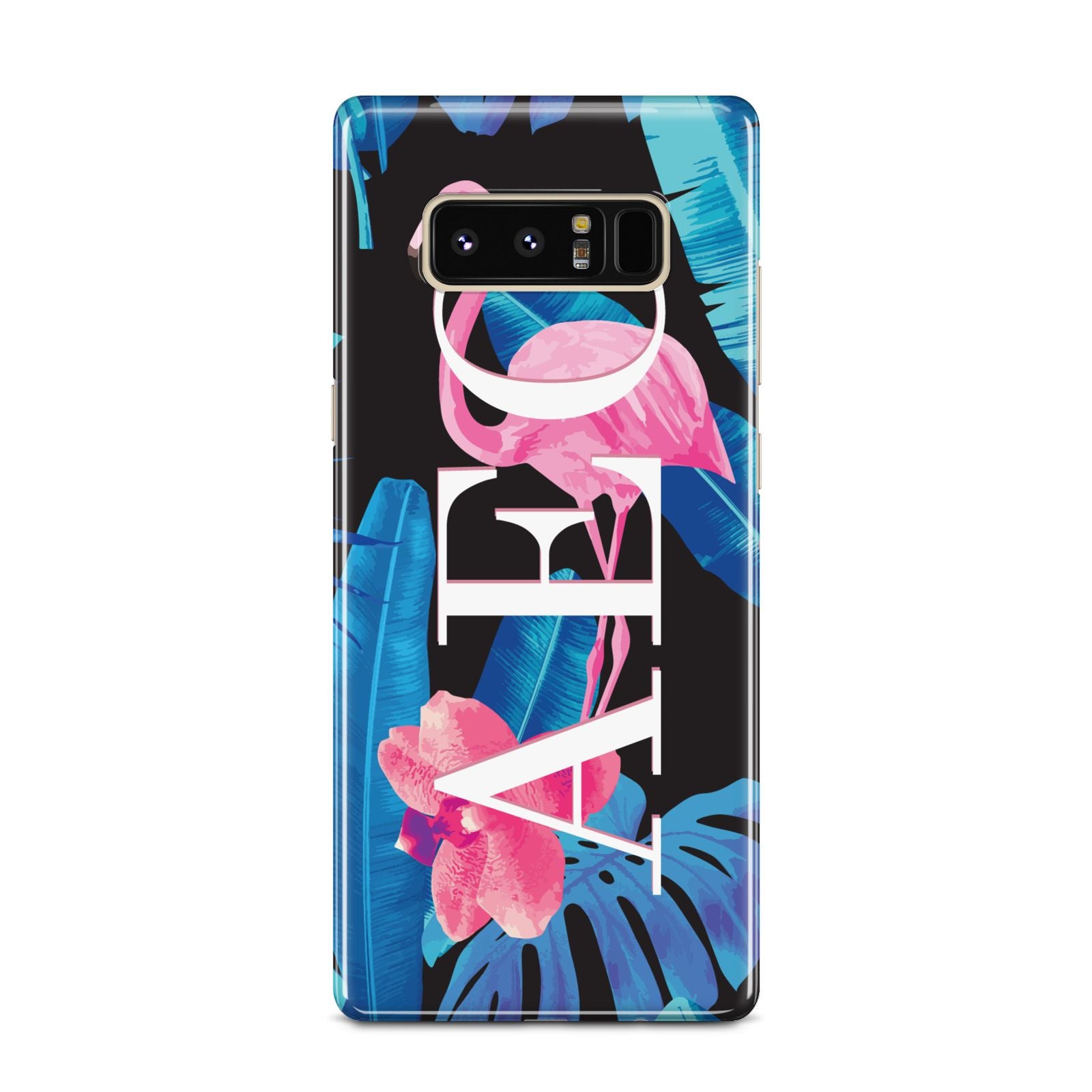 Black Blue Tropical Flamingo Samsung Galaxy Note 8 Case