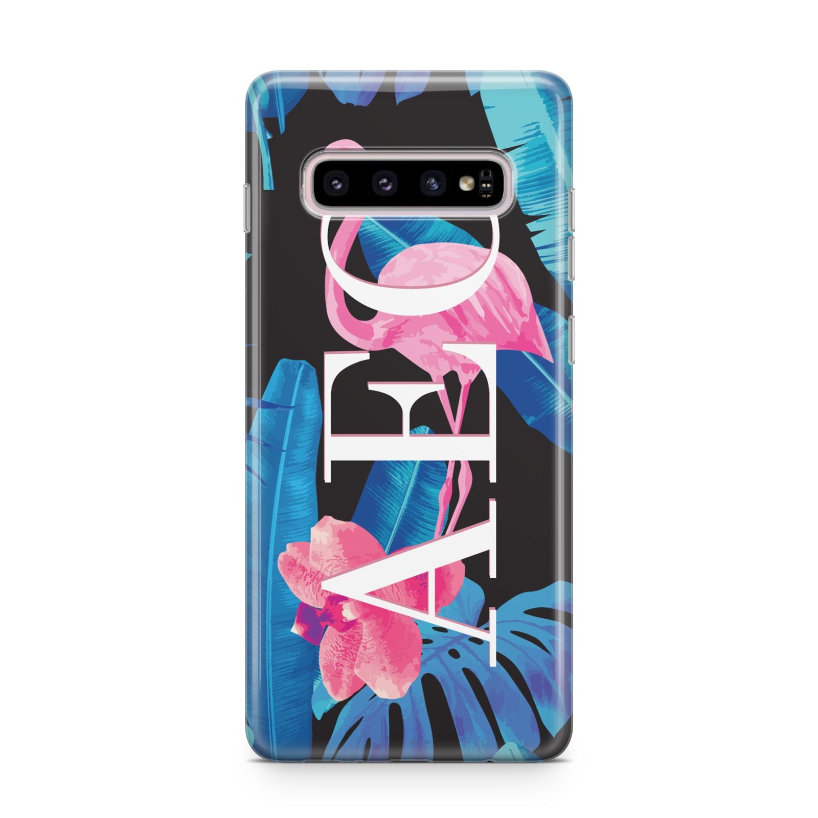 Black Blue Tropical Flamingo Samsung Galaxy S10 Plus Case
