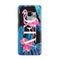 Black Blue Tropical Flamingo Samsung Galaxy S9 Case