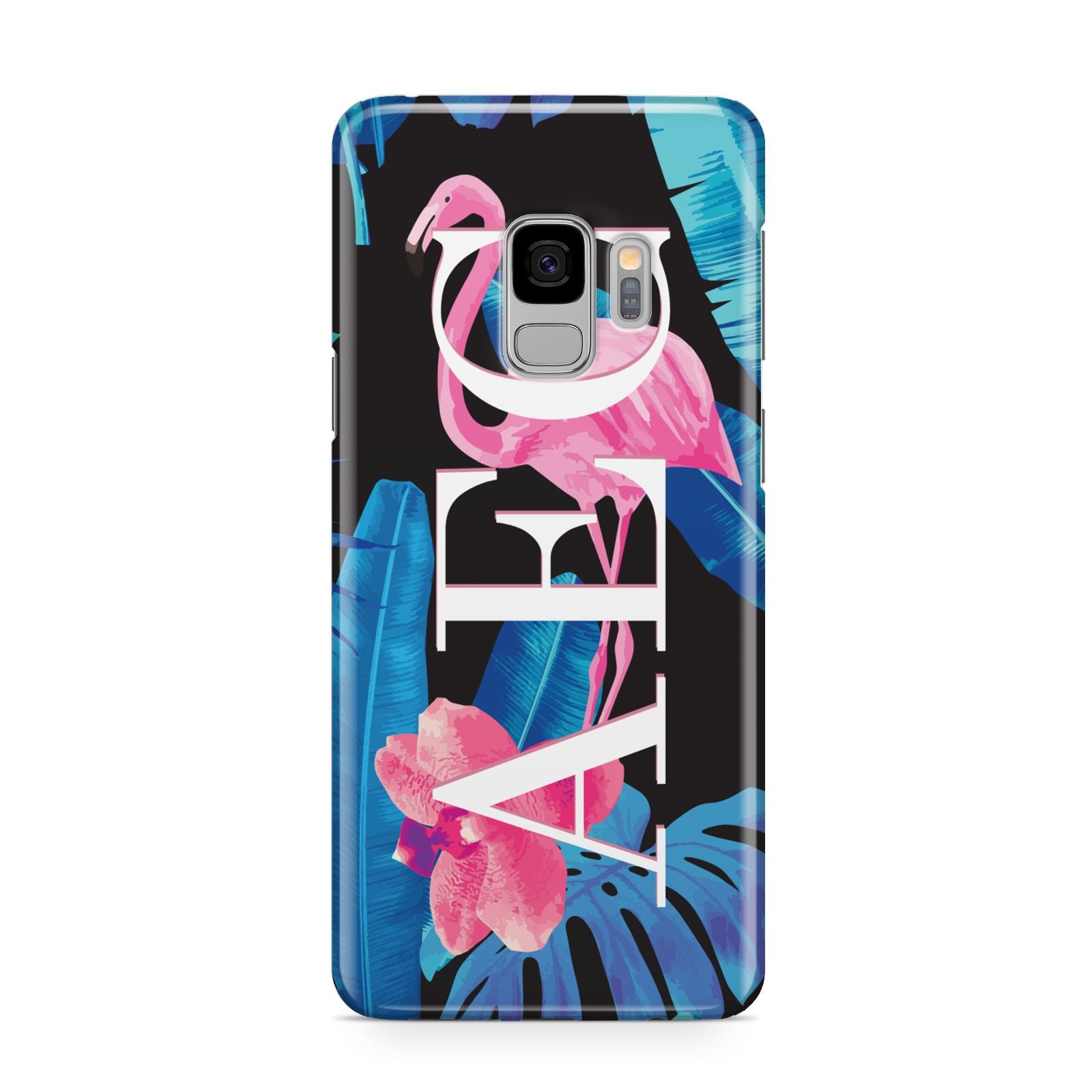 Black Blue Tropical Flamingo Samsung Galaxy S9 Case