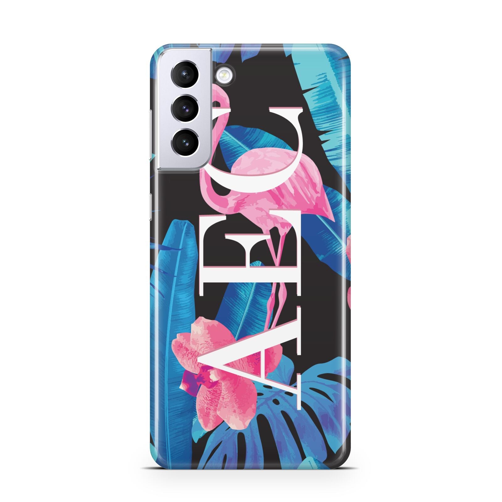 Black Blue Tropical Flamingo Samsung S21 Plus Case