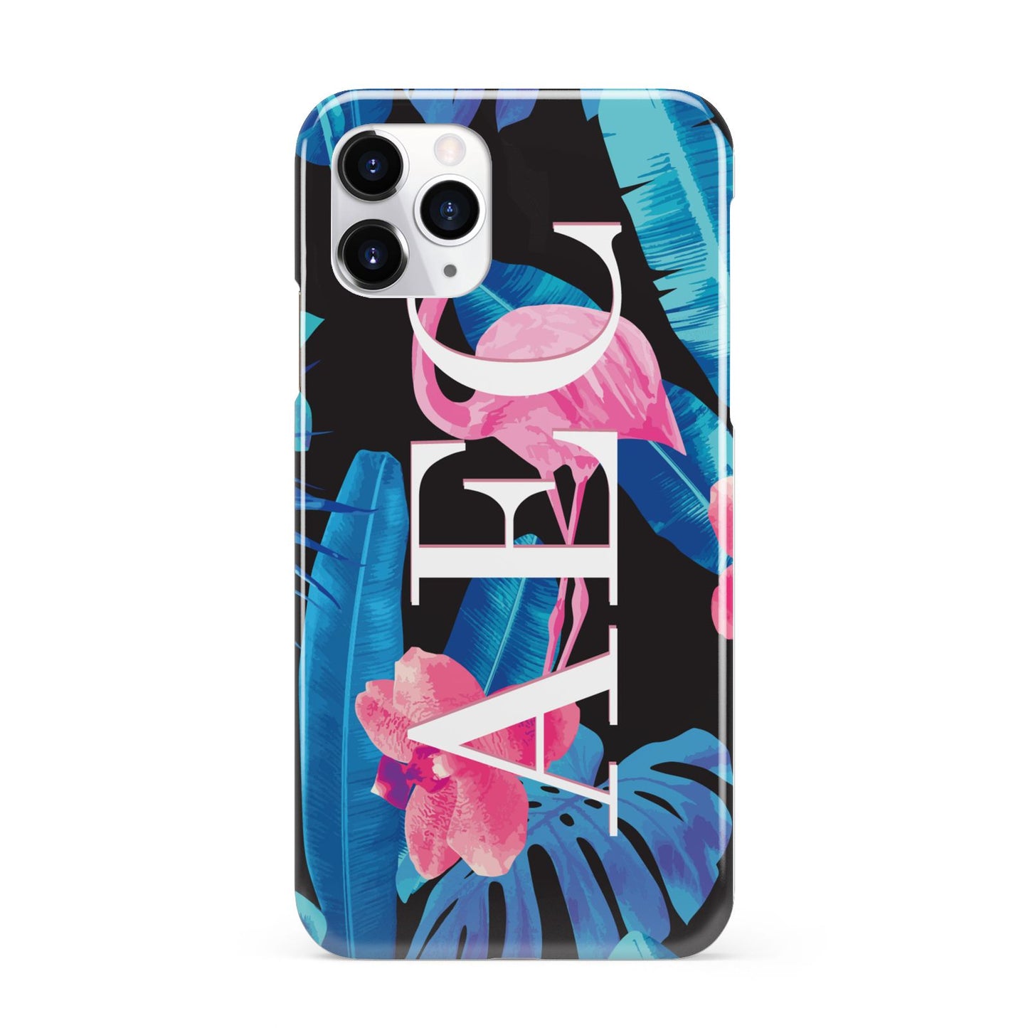 Black Blue Tropical Flamingo iPhone 11 Pro 3D Snap Case
