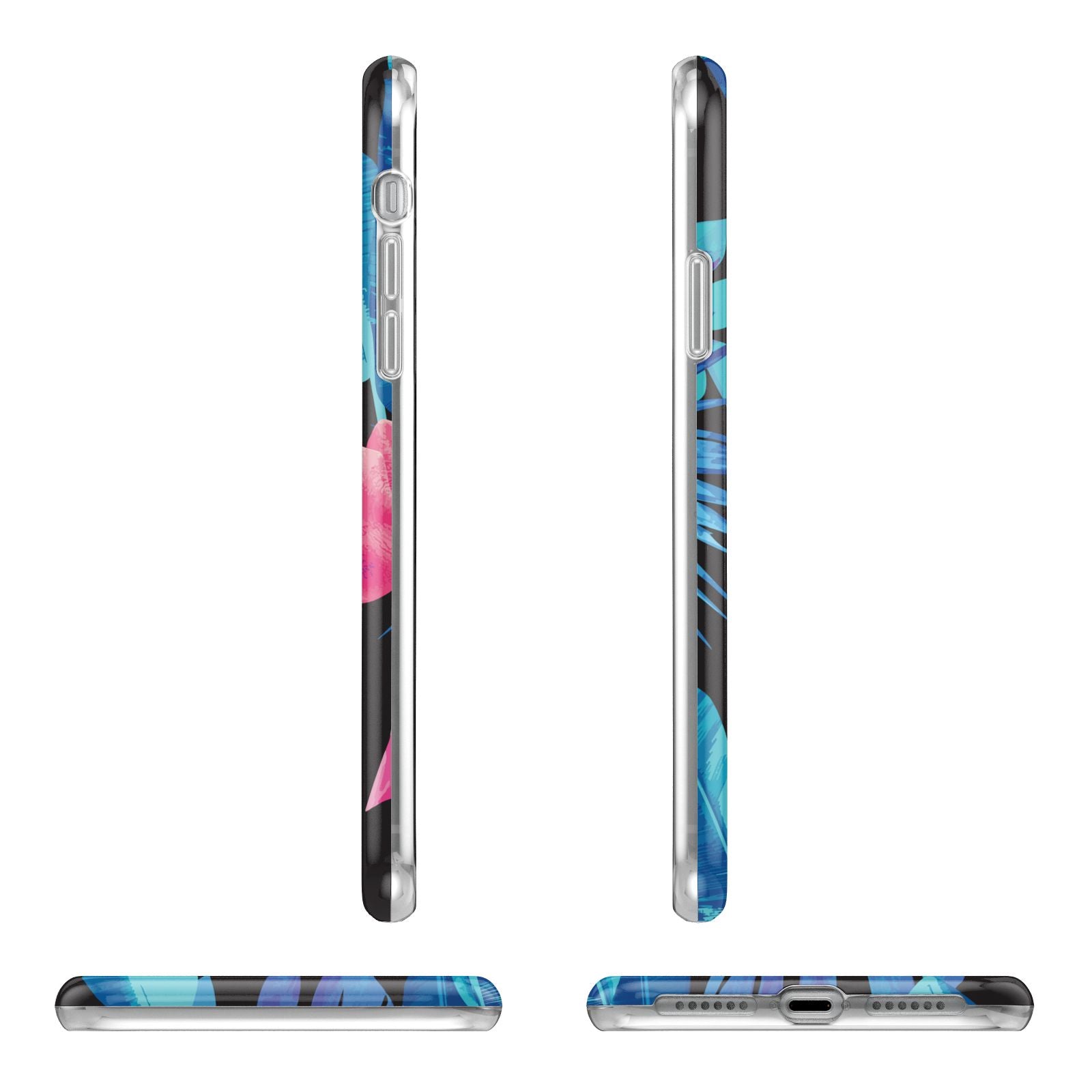 Black Blue Tropical Flamingo iPhone 11 Pro 3D Tough Case Angle Images