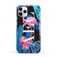 Black Blue Tropical Flamingo iPhone 11 Pro 3D Tough Case