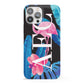 Black Blue Tropical Flamingo iPhone 13 Pro Max Full Wrap 3D Snap Case