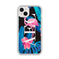 Black Blue Tropical Flamingo iPhone 14 Plus Clear Tough Case Starlight