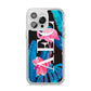 Black Blue Tropical Flamingo iPhone 14 Pro Max Clear Tough Case Silver