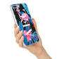 Black Blue Tropical Flamingo iPhone 7 Plus Bumper Case on Silver iPhone Alternative Image