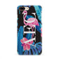 Black Blue Tropical Flamingo iPhone 8 Plus 3D Snap Case on Gold Phone