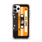 Black Casette Tape Apple iPhone 11 Pro in Silver with Pink Impact Case