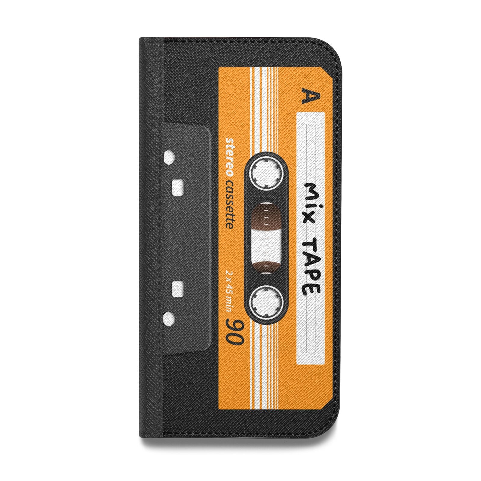 Black Casette Tape Vegan Leather Flip Samsung Case